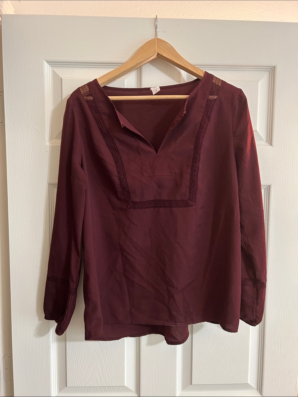 Old Navy Burgundy Split-Neck Tunic Blouse